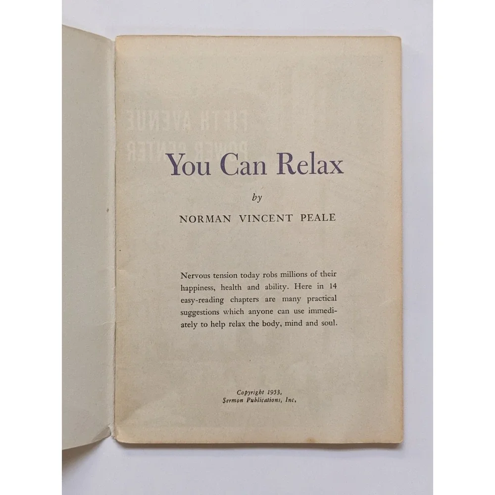 You Can Relax Norman Vincent Peale Vintage 1953 Self Help Positive Thinking Book